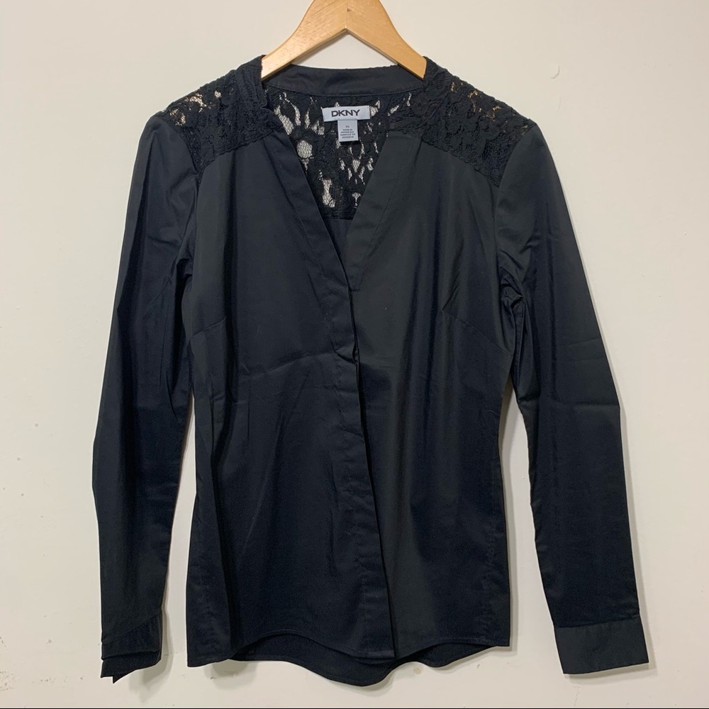 DKNY Black Lace Button Down (XS)